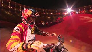 Historic Bike Flip in FMX competition Red Bull X Fighters Madrid
