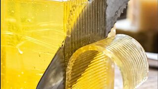 Satisfying Yellow Gel Soap Crinkle Slicing ASMR | Ribbon Curls 2