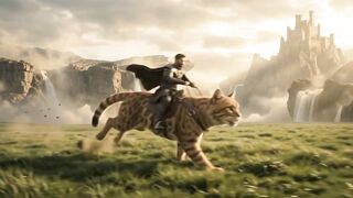 A Man Riding a Giant Cat?! 😱 | AI Fantasy Video