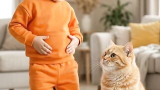 Baby n cat funny dance 😍 2