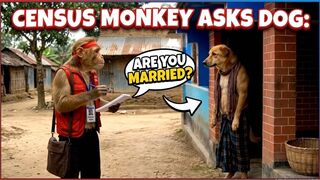 Census Monkey Asks Dog: "Are You Married?" 🐒💍 #shorts