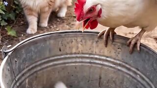Smart Cat Helps Hen Rescue Her Trapped Little Chick! 🐱🐔