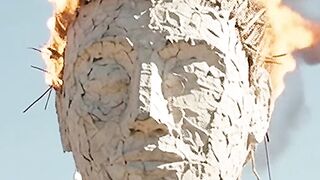 🔥 Giant Straw Figure Catches Fire! 😱