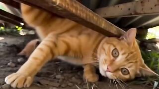 Mother Cat and Kitten Rescued From Trapped Tin Fence! 🐱❤️