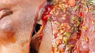 Super spicy cow's head mukbang