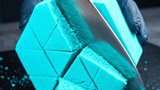 Satisfying Green Hexagon Kinetic Sand Slicing ASMR 2