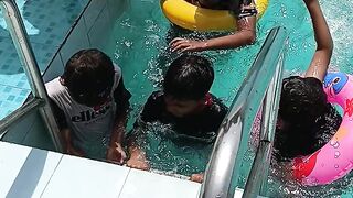 Children enjoying at the Swimming Pool