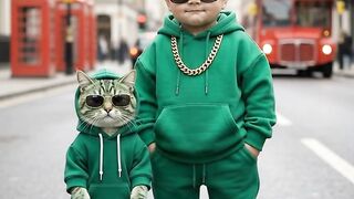 Baby n cat dance 😍