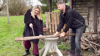 cutting wood cute