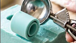 Satisfying Teal Soap Scooping ASMR | Mint Curls