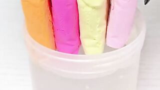 Satisfying Slime ASMR mixing clay into clear slime