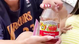 Pregnant lady uses jam to prank the guys / Funny pranks