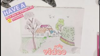 How to Draw a Village Life Scenery Drawing / step by step / simple pencil Drawing