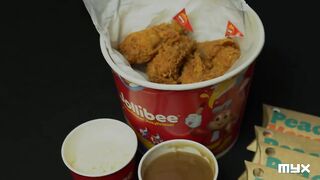 MYX GLOBAL CELEBRITIES TRY TO EAT JOLLIBEE FOR THE FIRST TIME..