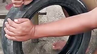 Turn_motorcycle_tires_into_beautiful_sandals(360p).