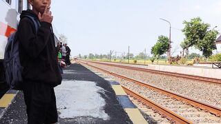 Watch the train up close—almost to the point of getting hit.