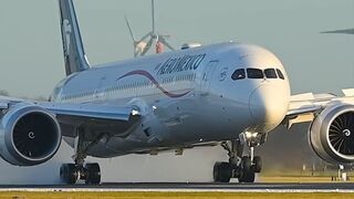 SPLASH🌊 AeroMexico Boeing 787-9 Dreamliner landing on a WET runway 18R