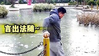 Frozen Pond Gone Wrong 😭 Winter Ice Fails
