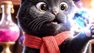 Cute 3D Wizard Black Cat – Pixar Style Animated Character Art