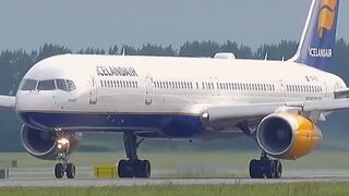 The Flying Pencil✈️ IcelandAir Boeing 757-300 rocketing out of AMS