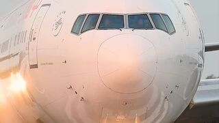 CLOSE UP China Eastern B777-300ER Lining up 36L at Schiphol