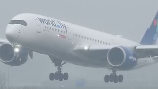 Corendon Airbus A350 WET ARRIVAL at Schiphol Airport