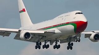 Royal Flight of Oman Boeing 747-400 BBJ Landing at Schiphol Airport