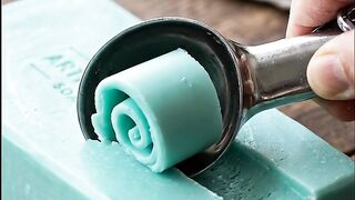 Satisfying Teal Soap Scooping ASMR | Mint Curls 2