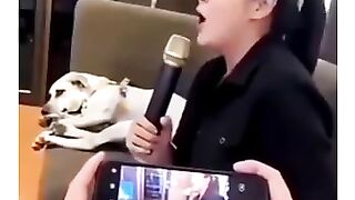 This dog is done with karaoke night 👀