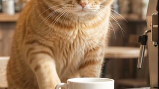 Funniest Barista Cat Ever Makes Morning Coffee! ☕🐱 #shorts