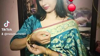 Beautiful Blue Saree Look 💙 | Traditional Bengali Style TikTok Video