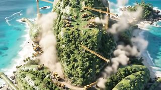 a giant frog project in the middle of the island