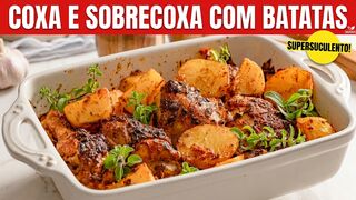 Frango Assado Perfeito e Dourado com Batatas Crocantes.