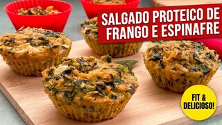 Muffins Proteicos de Frango e Espinafre.