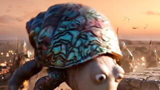 Giant Fantasy Snail 🐌 Watching Over a Glowing City at Sunset