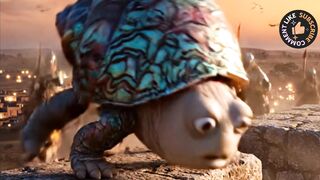 WarrrrGiant Fantasy Snail 🐌 Watching Over a Glowing City at Sunset