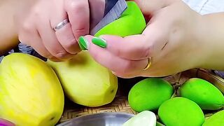 ASMR Crunchy Green Mango with Spicy Chili Dip | Sour Mukbang   ​Extreme Sour Green Mango & Spicy Salt ASMR Eating Sounds