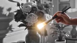 Black & White World Turns Colorful! 🎨✨ Magical Brush Transformation #Shorts