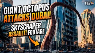 Giant Octopus Takes Over a Dubai Skyscraper! 🐙🏙️