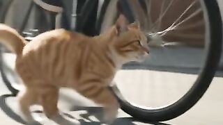 Cat and bycle race
