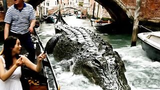 Giant Crocodile Invades the Canals of Venice! 🐊🚤