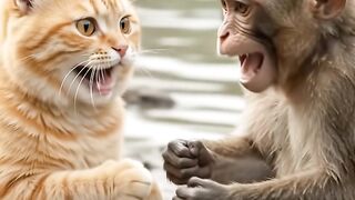 Cat vs Monkey: The Funniest Rock Paper Scissors 😂