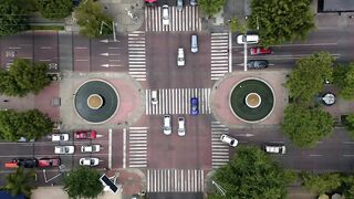 City busy traffic intersection, time-lapse