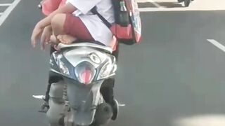 Funny video of school children riding pillion on a motorbike