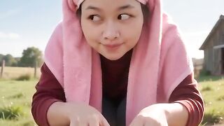 funny chickhen with women bunny