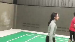 Cute girl play badminton