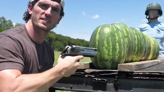How many Watermelons does it takes to stop a Bullet ? 🍉