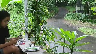 Enjoying nature with a cup of coffee