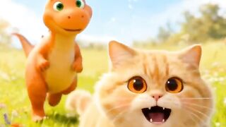 Chubby Cat Rolls Down Hill & Dino Saves the Day! 😂🐱🦖 | Animasi