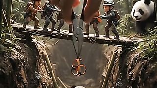 Human rescues baby panda